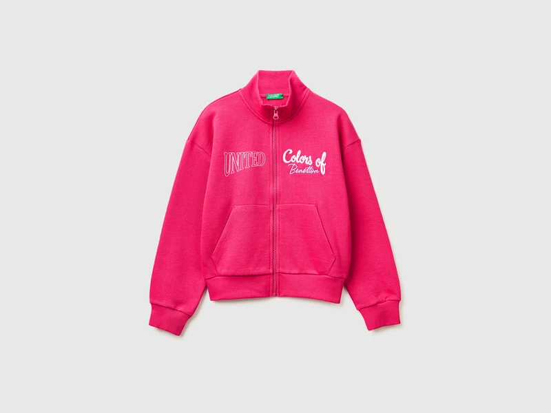 Sweatshirt mit Reißverschluss und Aufdruck