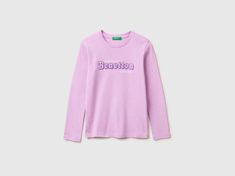 T-Shirt aus Bio-Baumwolle mit Glitzerlogo