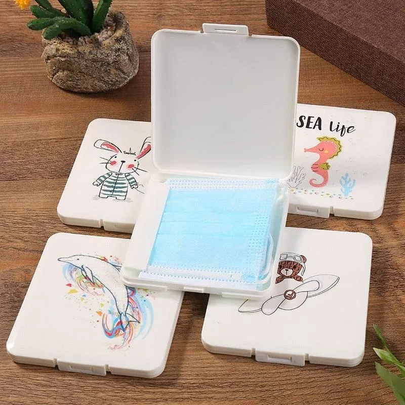 Cartoon Mask Storage Box - Cute Organizer for Masks