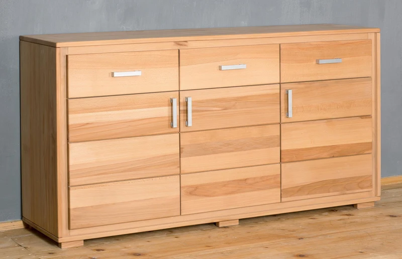 Sideboard Anrichte 3-türig Kernbuche Massivholz geölt, Genf